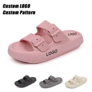 Ycshown-Zapatillas de almohada para mujer, Chanclas de doble hebilla ajustable, con hebilla en la nube