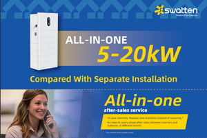 Système hybride triphasé tout-en-un Swatten ESS 20KW/9.6kWh LiFePO4 empilable avec MPPT3 et protection IP65, système séparé - Product Image 3