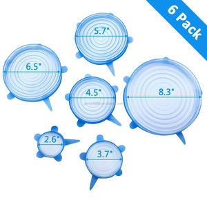 2026 <span class=keywords><strong>6</strong></span> paquetes de <span class=keywords><strong>tapas</strong></span> elásticas de silicona, juego de <span class=keywords><strong>tapas</strong></span> de varios tamaños, fundas elásticas flexibles y duraderas para ahorrar alimentos, azul - Product Image 2