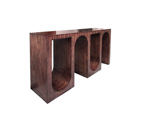 Handcrafted Dark <b>Walnut</b> Grain Wood Arch Console <b>Table</b> Contemporary Architectural Design wholesale from Vietnam - Product Image 1