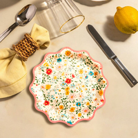 Assiettes en papier jetables DAMAI à bords ondulés floraux, biodégradables, pour fêtes, anniversaires, mariages, pique-niques, décorations de table pour les vacances de printemps