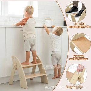 Nuevo taburete infantil de madera de estilo transfronterizo, taburete plegable para niños, estructura de escalada de madera maciza para uso doméstico en interiores. - Product Image 1
