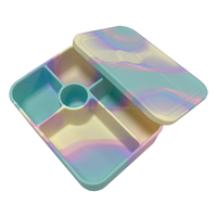 Boîte à lunch en silicone pour enfants, personnalisable, plusieurs couleurs, rectangulaire, sans BPA, de qualité alimentaire, boîte à goûter en silicone