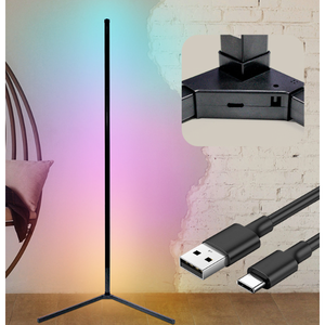 Modern White <b>LED</b> Corner <b>Floor</b> <b>Lamp</b> 16 Million DIY Color Changes Remote Control APP USB Power Music Rhythm Follow-Durable Plastic - Product Image 5