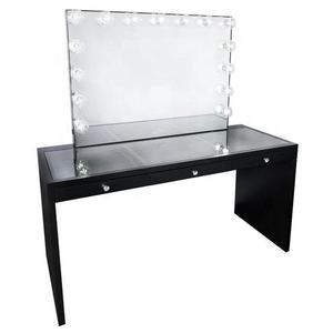 Coiffeuse de style européen moderne avec miroir, coiffeuse avec tiroirs, noir en diamant frotté - Product Image 5