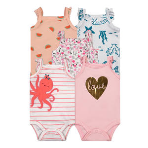 Unisexe été solide bébé barboteuse gilet usine exportation en gros sans manches Onesie décontracté Triangle <span class=keywords><strong>combinaison</strong></span> bouton pour garçons filles - Product Image 3