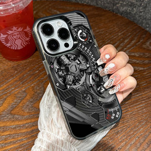 เคสโทรศัพท์ลายเฟืองนาฬิกาดีไซน์ใหม่สำหรับ <span class=keywords><strong>iPhone</strong></span> 15 Pro Max 14 13 12 11 ดีไซน์เรียบง่าย กรอบชุบเงา ป้องกันการกระแทก - Product Image 3