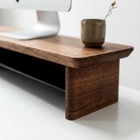Support d'ordinateur moderne en noyer massif personnalisable, double rangement de bureau, dissimulateur de câbles pour la maison, le bureau et les salles d'étude