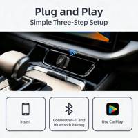 Mini Adaptador Inalámbrico 2 en 1 para Carplay y Android Auto, Mirror Link, WiFi de Doble Banda, BT5.2, 1 Año de Garantía