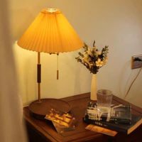 Lampe de table nordique en métal avec interrupteur à tirette LED, abat-jour en tissu, interrupteur à tirette dimmable E27, lumière d'ambiance décorative pour salon et chambre à coucher