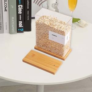 बांस खाद्य डिस्पेंसर रसोई भंडारण, सील खाद्य भंडारण बॉक्स अनाज चावल आटा आयताकार आकार - Product Image 4