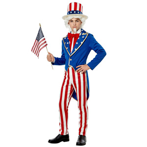 ชุดเครื่องแต่งกายสำหรับเด็กปู่แซมแนวรักชาติ, ชุดการแสดงบนเวทีวันประกาศอิสรภาพธงชาติสหรัฐอเมริกาสำหรับเด็กชายและเด็กหญิง, วันชาติอเมริกา - Product Image 3