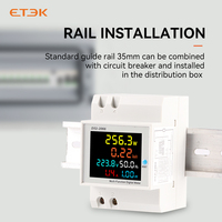 Moniteur AC 110V/220V/380V 100A Compteur d'énergie électrique actif KWH Fréquencemètre Affichage numérique 45/65Hz D52-2066 Triphasé Rail DIN
