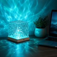 Projecteur de lumière cube à motif d'ondes océaniques rotatives, lumière de nuit colorée effet aurore, lampe d'ambiance pour chambre à coucher, vente en gros OEM