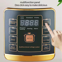 Olla a Presión Eléctrica Digital Multifunción de 5L 6L con Ajuste de Tiempo de 24 Horas, Olla Arrocera Digital Multiusos Dorada Antiadherente