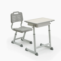 Ensemble de chaise et de bureau d'école moderne et personnalisable pour un seul élève, réglable, ergonomique, confortable, écologique, avec cadre en bois, école primaire