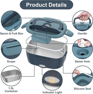 110V/220V/12V/24V BPA Free Stainless Steel <b>Food</b> Warmer <b>Container</b> <b>Plastic</b> 2 Compartments Leak Proof Portable for Car/Truck Use - Product Image 5
