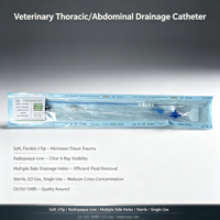 Cathéter de drainage thoracique pour animaux, Hémotorax, embout en J