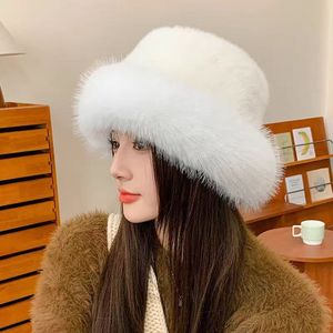 Autumn-Winter New <strong>Big</strong> <strong>Head</strong> Plush <strong>Hats</strong> Women Ladies Warming Imitation Fur High Sense Fluffy <strong>Bucket</strong> <strong>Hats</strong> - Product Image 4