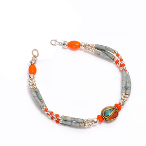 Bijoux de bracelet de créateur de corail turquoise naturel, bracelet antique népalais en argent tibétain, exportateur de bijoux en argent fin - Product Image 3