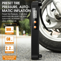 Pompe à air électrique sans fil portable mini pour pneus de vélo et de voiture 130 PSI, valves Schrader/Presta, facile à utiliser