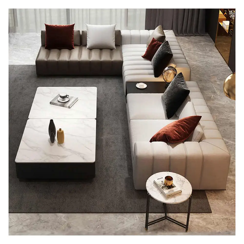 Soggiorno italiano in pelle di lusso divani Villa angolo design grande appartamento divano combinazione