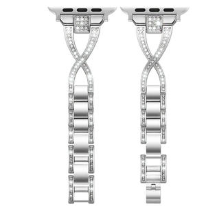 Charm-Correa <span class=keywords><strong>de</strong></span> diamante <span class=keywords><strong>de</strong></span> Metal para Apple Watch, pulsera <span class=keywords><strong>de</strong></span> acero inoxidable para <span class=keywords><strong>Iwatch</strong></span> <span class=keywords><strong>de</strong></span> 41mm, 45mm, <span class=keywords><strong>serie</strong></span> 7, <span class=keywords><strong>6</strong></span>, 5, 4 Se - Product Image 1