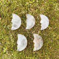 HZ Pierre Naturelle Brute, Quartz de Guérison, Sculpture de Canard Mignon Gravée, Pierre Précieuse, Sculpture de Lune pour Décoration Intérieure et Cadeau