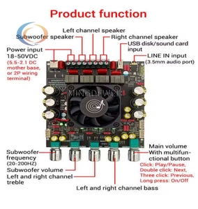 Mạch khuếch đại âm thanh Bluetooth 2.1 kênh ZK-AS21P TPA3255*2 công suất cao 300W+300W+600W - Product Image 6