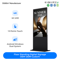 Pantalla Digital Publicitaria LCD de 43, 49, 55 y 65 Pulgadas, Diseño Delgado 4K, para Interiores, con Soporte de Pie, para Centros Comerciales, OEM ODM