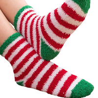 Chaussettes de Noël et du Nouvel An pour femmes, douces, moelleuses, chaudes, amusantes, confortables, à rayures, en gros