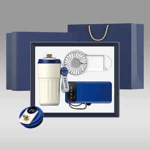 Luxuriöses 3-in-1 Becher-Ventilator-Powerbank-Geschenkset mit Logo für Unternehmen, Geschäftsbüro-Set, Firmengeschenkset - Product Image 1