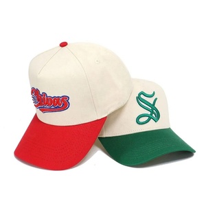 Customized Organic Cotton Waterproof 5-Panel 3D Embroidery Printed Logo Two-Tone <b>Baseball</b> <b>Cap</b> for Men Outdoor Sports - Product Image 1