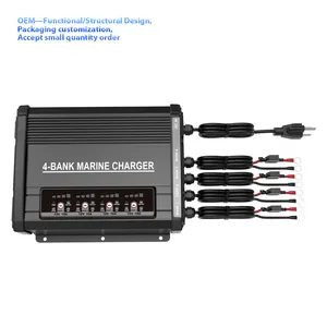 Professional 4-Bank 12V 40A IP67 Waterproof Marine Onboard Charger 4 x 14.6V 10A LiFePO4/AGM Battery Charger Boat/Marine EU/US