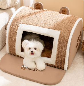 บ้านสัตว์เลี้ยงขนาดเล็กสำหรับฤดูหนาว บ้านสุนัขแบบถอดได้ บ้านสัตว์เลี้ยงขนนุ่ม ไม่ลื่น สำหรับลูกสุนัขและลูกแมว - Product Image 5