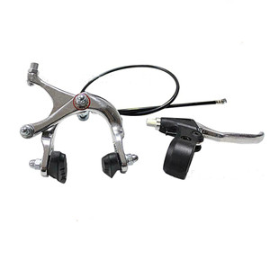 Ensemble de freins à étrier pour vélo, en aluminium forgé, frein avant à câble, finition noire et argentée, levier à 2 doigts - Product Image 3