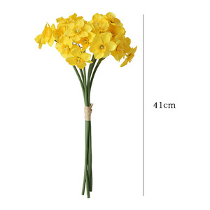 Silk Daffodils <b>Artificial</b> <b>Bouquet</b> 6 Stems Yellow White High Simulation Home Wedding Decoration - Product Image 5