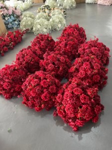 ลูกบอลดอกไม้สีขาวสีฟ้าสำหรับงานแต่งงานบอลทำมือลูกบอลดอกไม้ขนาด50ซม. 60ซม. ทำจากผ้าไหมวางตรงกลางสำหรับตกแต่งงาน - Product Image 5