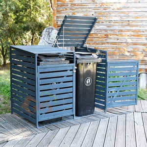 Bahçe açık ahşap çift geri dönüşüm çöp kutusu depolama mağaza kapak çöp döken Wheelie <span class=keywords><strong>Bin</strong></span> döken - Product Image 5