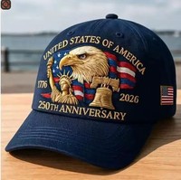 Gorra de Béisbol Bordada con el Logotipo del 250 Aniversario de los Estados Unidos, Ajustable, Unisex, de Sarga, con Parche de Águila y Bandera