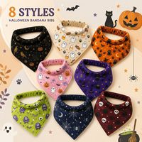 Bandana pour chien personnalisée en polyester, motif citrouille, araignée, fantôme, taille moyenne et grande, pour Halloween, vente en gros