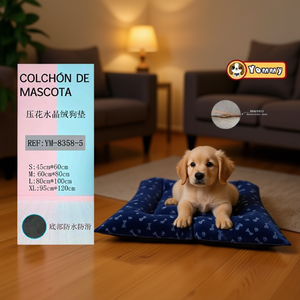 Set di Quattro Cuscini per Cani in Velluto Cristallo Goffrato Blu Scuro con Ossa e Impronte - per Letti per Animali Domestici - Product Image 3