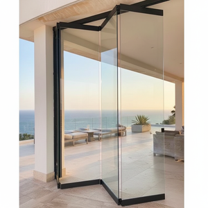 Système de porte accordéon en verre moderne pour extérieur avec panneaux en verre trempé pour cloisons et patios - Product Image 3