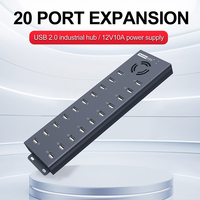 Sipolar A-805P Hub USB 2.0 de 20 Puertos y 120W de Alta Potencia para Pruebas Electrónicas, Gestión de Datos y Carga de Dispositivos