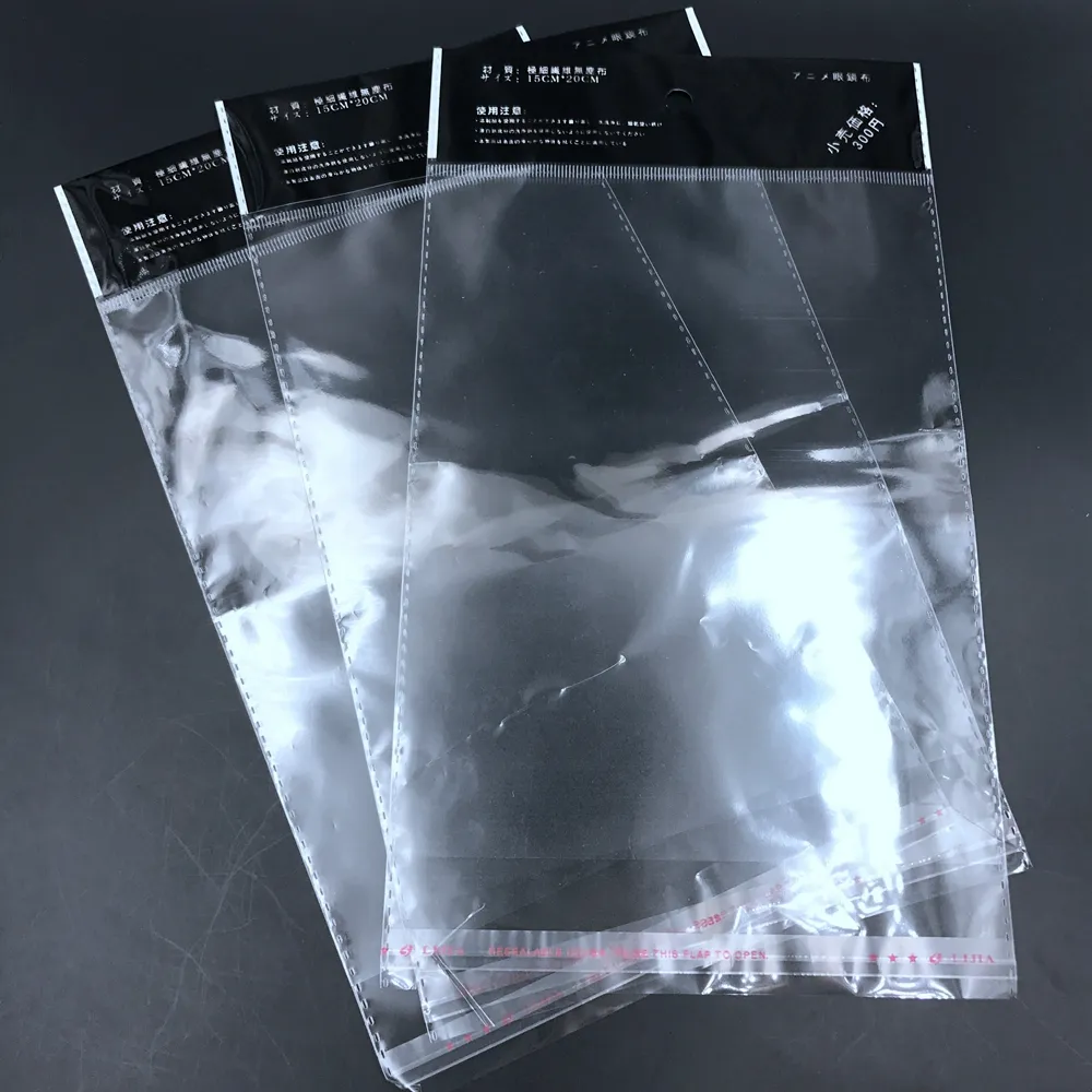 प्रत्यक्ष थोक Reclosable क्रिस्टल स्पष्ट Resealable के साथ पाली बैग प्लास्टिक Opp स्वयं चिपकने वाला बैग