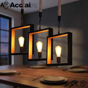Black Rectangle LED Pendant <b>Light</b> E14 Bulb Base 3500K Warm White Fabric Shade Voice Control Adjustable Height Ra90 <b>Dining</b> - Product Image 4