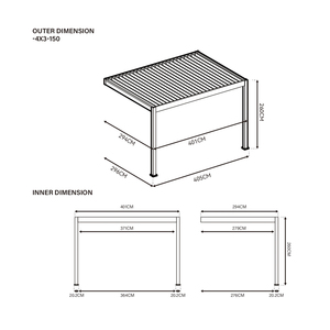 Pergola de jardin extérieure motorisée électrique en aluminium à lames orientables, murale, 4x3m, imperméable, avec revêtement en poudre, Prestige - Product Image 5