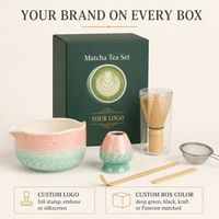 Ensemble de fouet à matcha en bambou japonais avec logo personnalisé, bol en céramique, fouet à matcha fait à la main, ensemble d'accessoires pour le thé