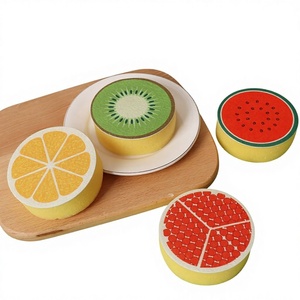 Afwasspons Keuken Gebruik Fruitprint Vlies Ronde Reinigingsdoek Dubbellaags Absorberend Ontsmettingsmiddel Schuursponsje - Product Image 1