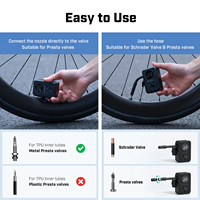 Pompe à vélo miniature étanche, gonflage rapide, 120 PSI, pompe à air électrique portable avec valve Presta et Schrader